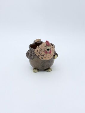 Vtg. County Cottagecore Mother Hen Creamer Pitcher -3- Footed Studio Pottery